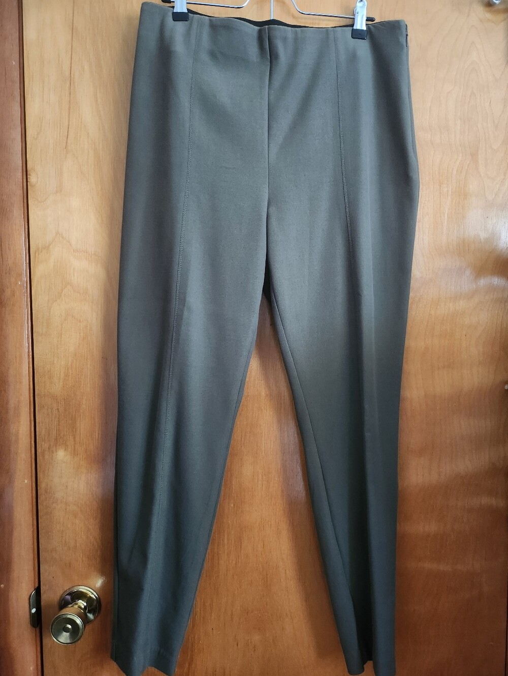 Talbots Portland Pants Slim Leg Cotton Blend Olive Green Size 12 - Picture 2 of 14